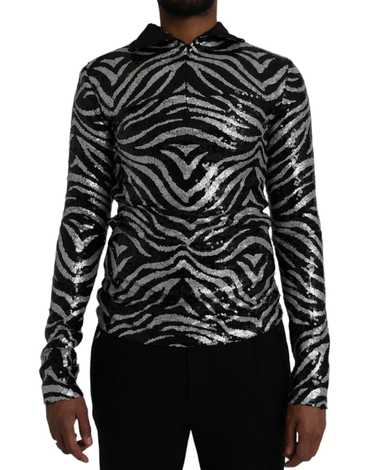 Suéter de poliéster Dolce & Gabbana negro con lentejuelas plateadas