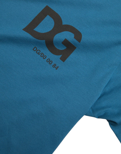 T-shirt Dolce & Gabbana bleu à col rond et manches courtes avec logo