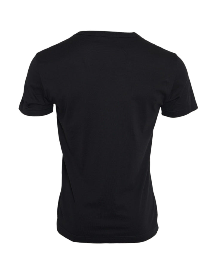 T-shirt Dolce & Gabbana en coton noir à manches courtes et chaîne argentée