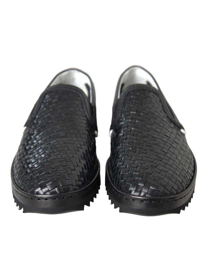 Zapatos Mocasines de Piel de Búfalo Trenzada Negros para Hombre Dolce & Gabbana
