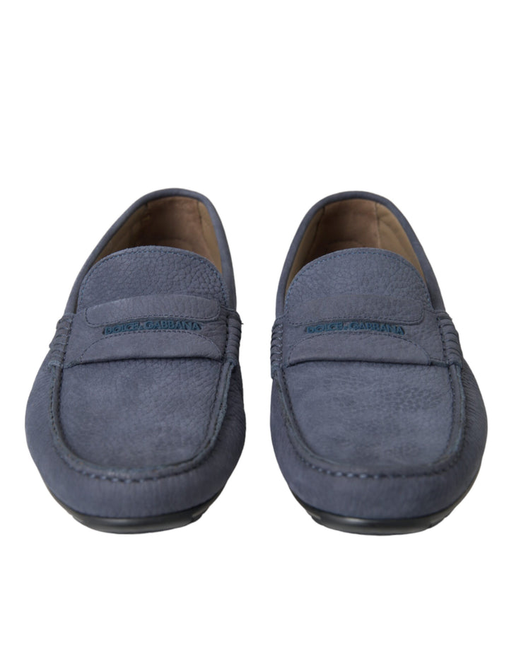 Chaussures Mocassins à Enfiler en Cuir de Veau Bleu Dolce & Gabbana