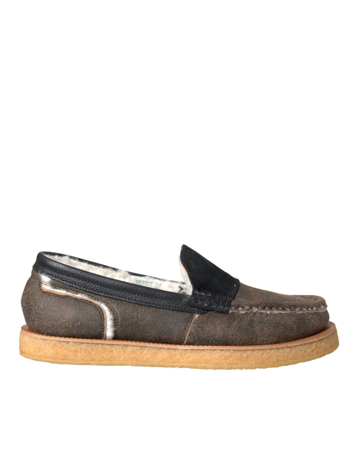 Mocasines Dolce & Gabbana de piel de pelo marrón y negro para hombre