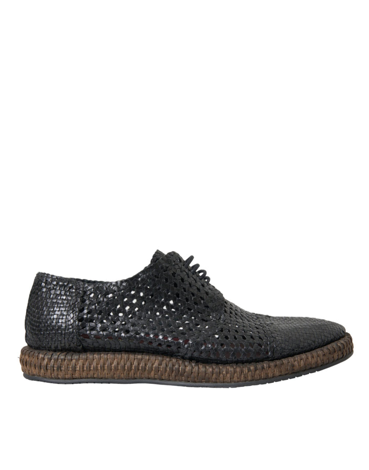 Zapatos Derby Dolce & Gabbana de piel de cabra negra tejida con cordones