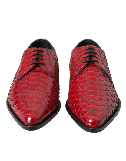 Chaussures de ville Richelieu rouges texturées vernies pour homme Dolce & Gabbana