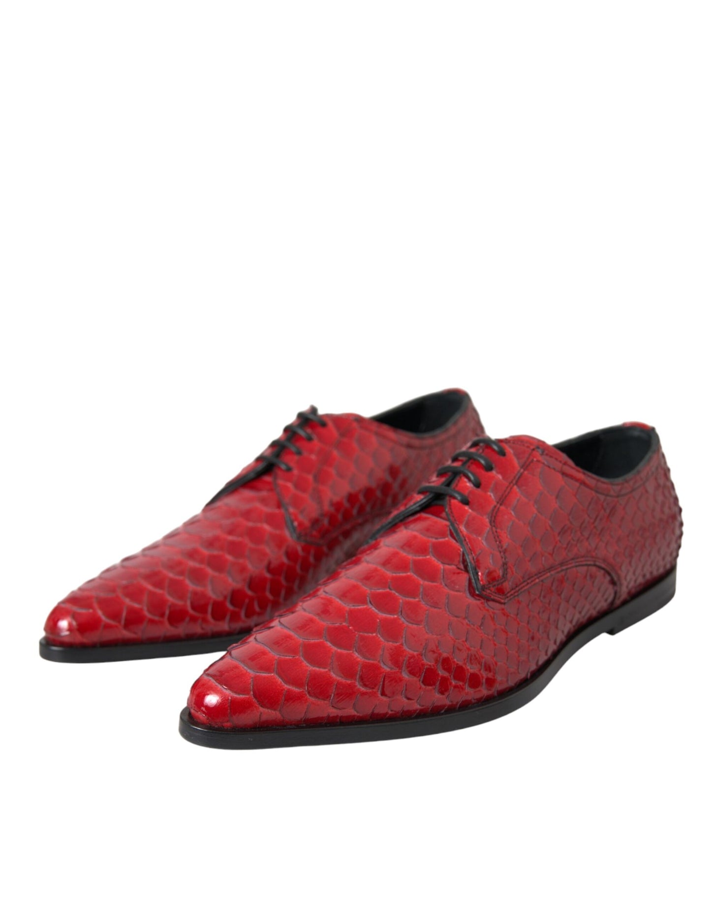 Chaussures de ville Richelieu rouges texturées vernies pour homme Dolce & Gabbana
