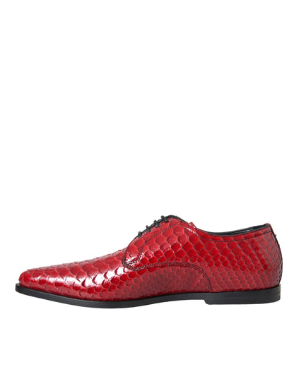 Chaussures de ville Richelieu rouges texturées vernies pour homme Dolce & Gabbana