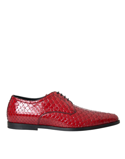 Chaussures de ville Richelieu rouges texturées vernies pour homme Dolce & Gabbana