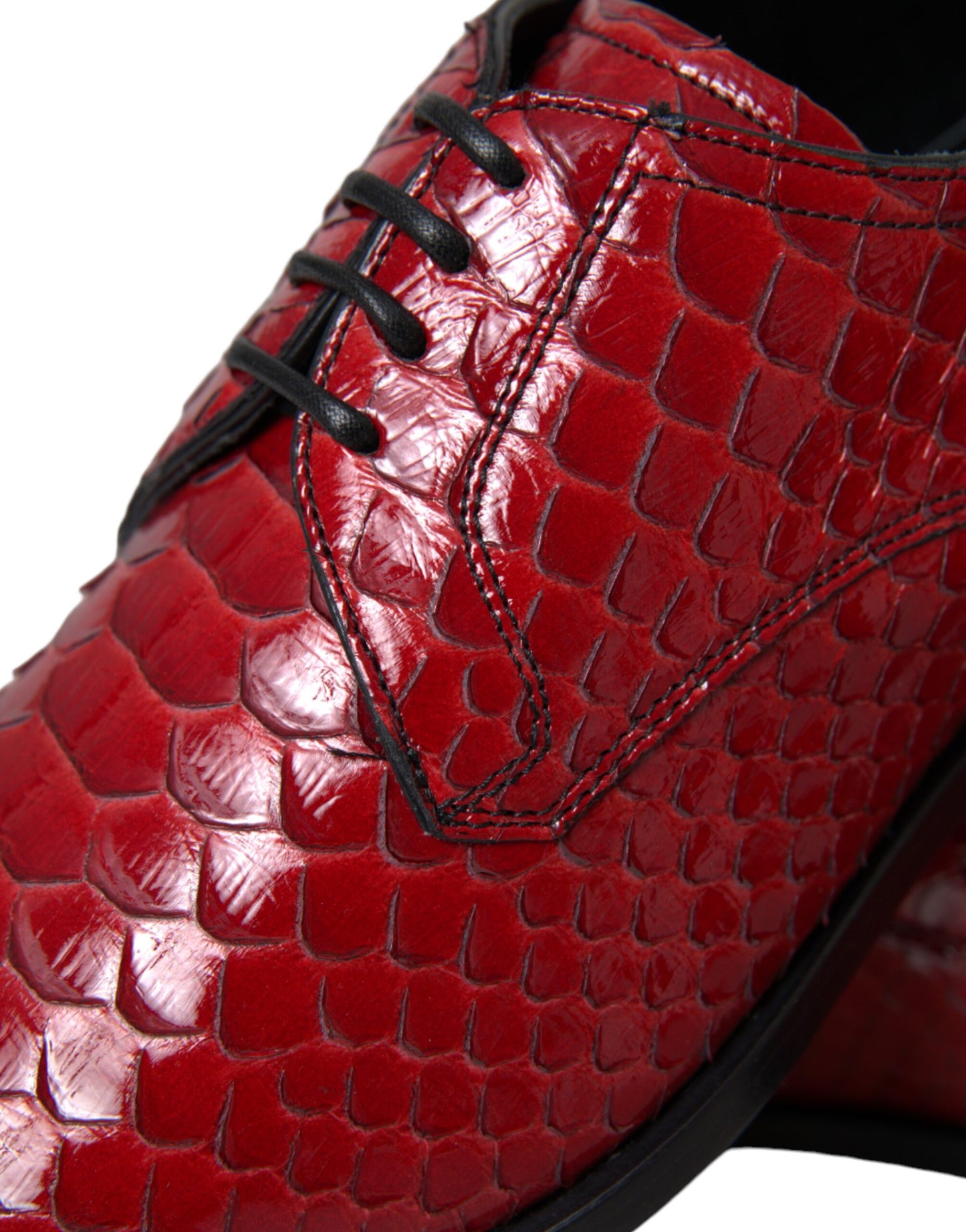 Chaussures de ville Richelieu rouges texturées vernies pour homme Dolce & Gabbana