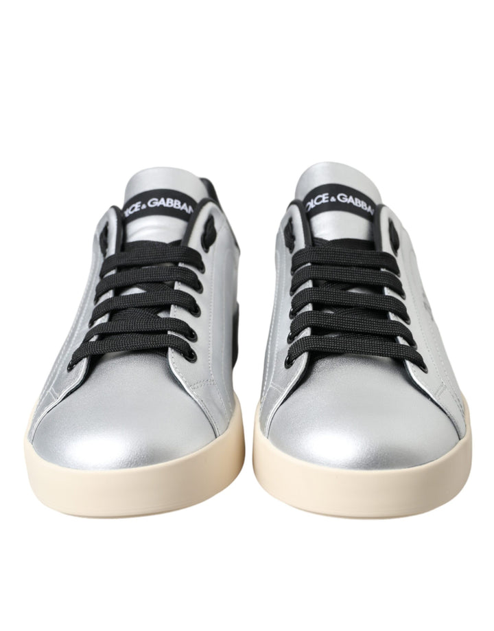 Zapatillas de Piel de Becerro Plateadas Portofino para Hombre Dolce & Gabbana