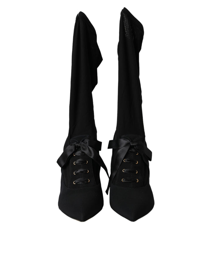 Zapatos de tacón de aguja negros Dolce & Gabbana, botas a media pantorrilla