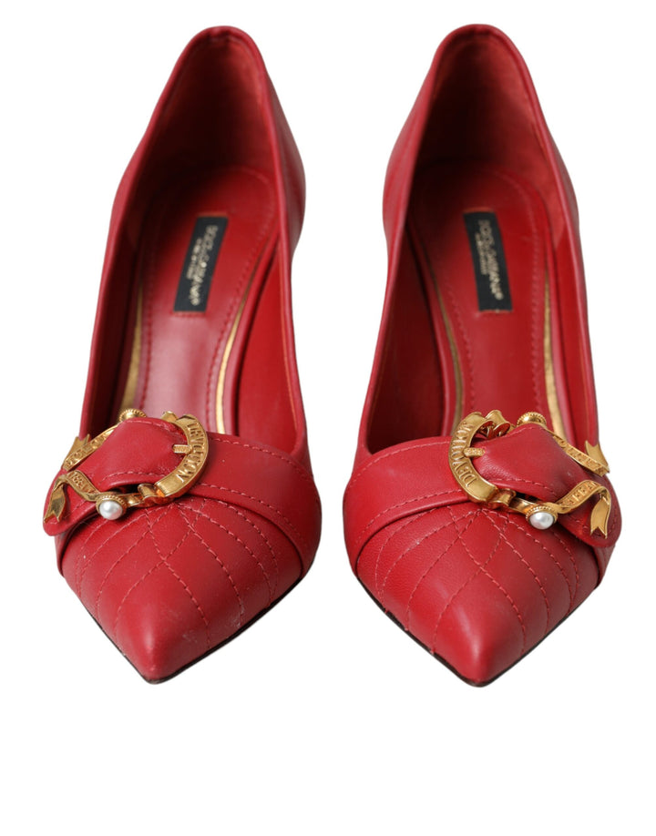 Chaussures Escarpins à Talons Dolce & Gabbana Devotion Rouges en Cuir