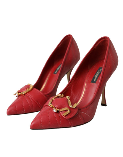 Chaussures Escarpins à Talons Dolce & Gabbana Devotion Rouges en Cuir