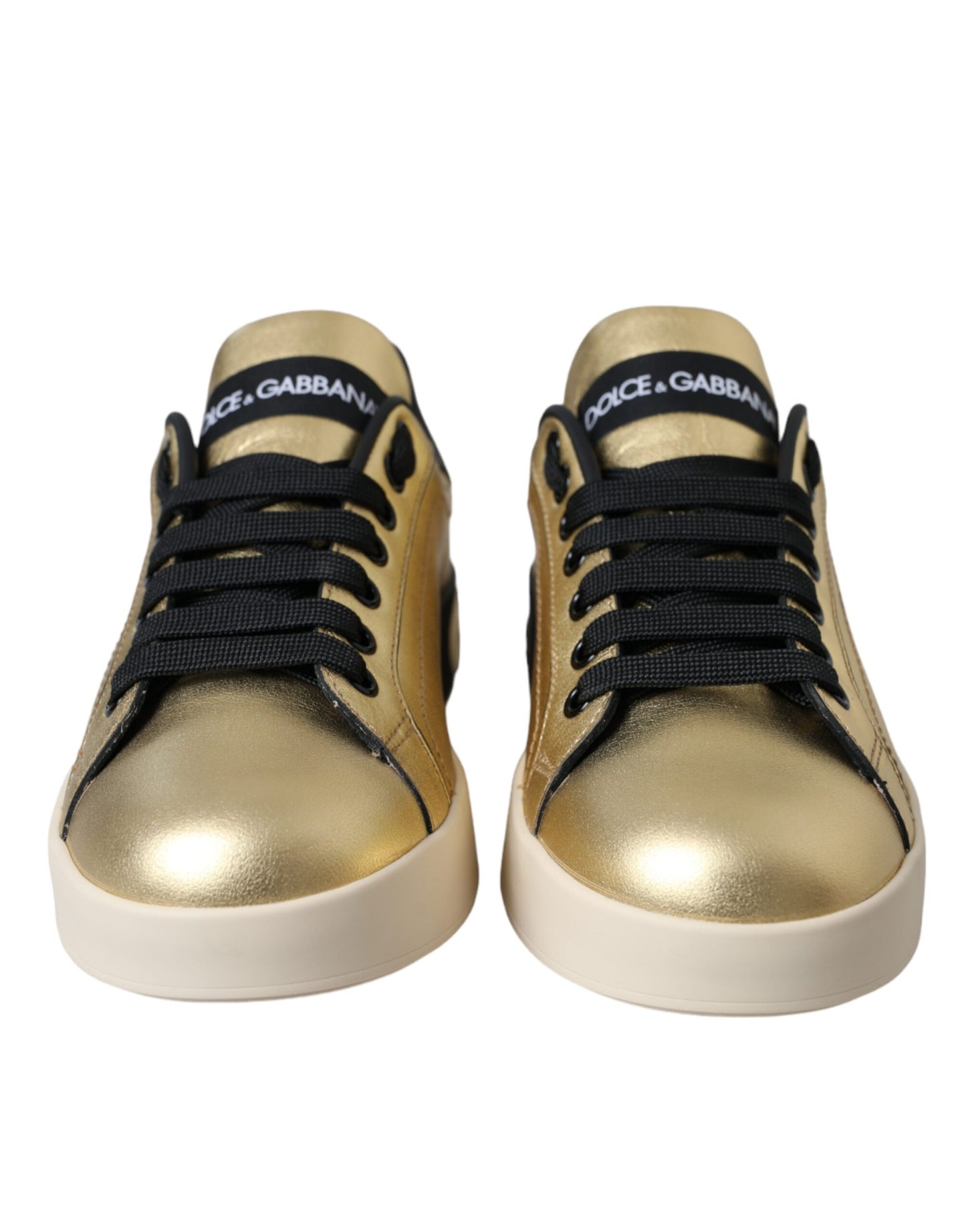 Chaussures Femme Baskets en Cuir de Veau Doré Portofino Dolce & Gabbana