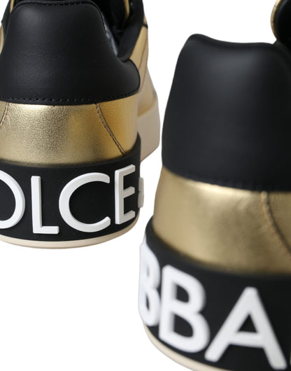 Chaussures Femme Baskets en Cuir de Veau Doré Portofino Dolce & Gabbana