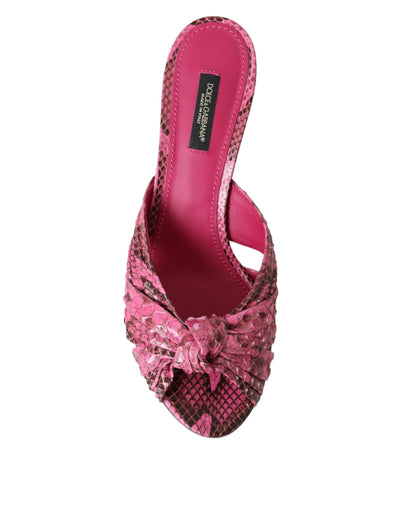 Zapatos destalonados de tacón bajo de piel exótica rosa de Dolce & Gabbana