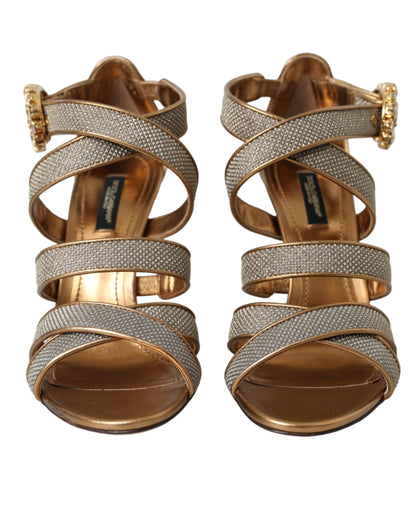 Sandalias de tacón Dolce & Gabbana Bronze Crystal Strap