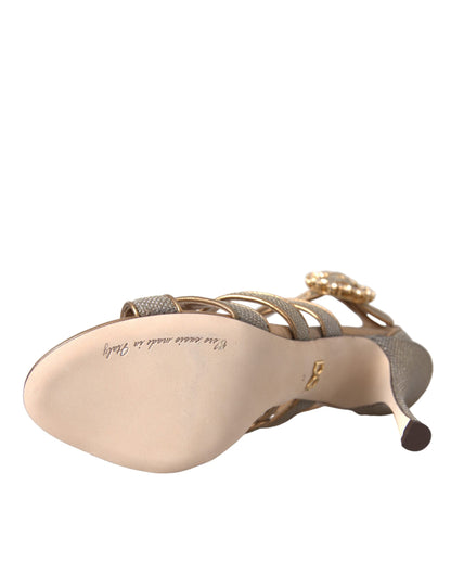Sandalias de tacón Dolce & Gabbana Bronze Crystal Strap