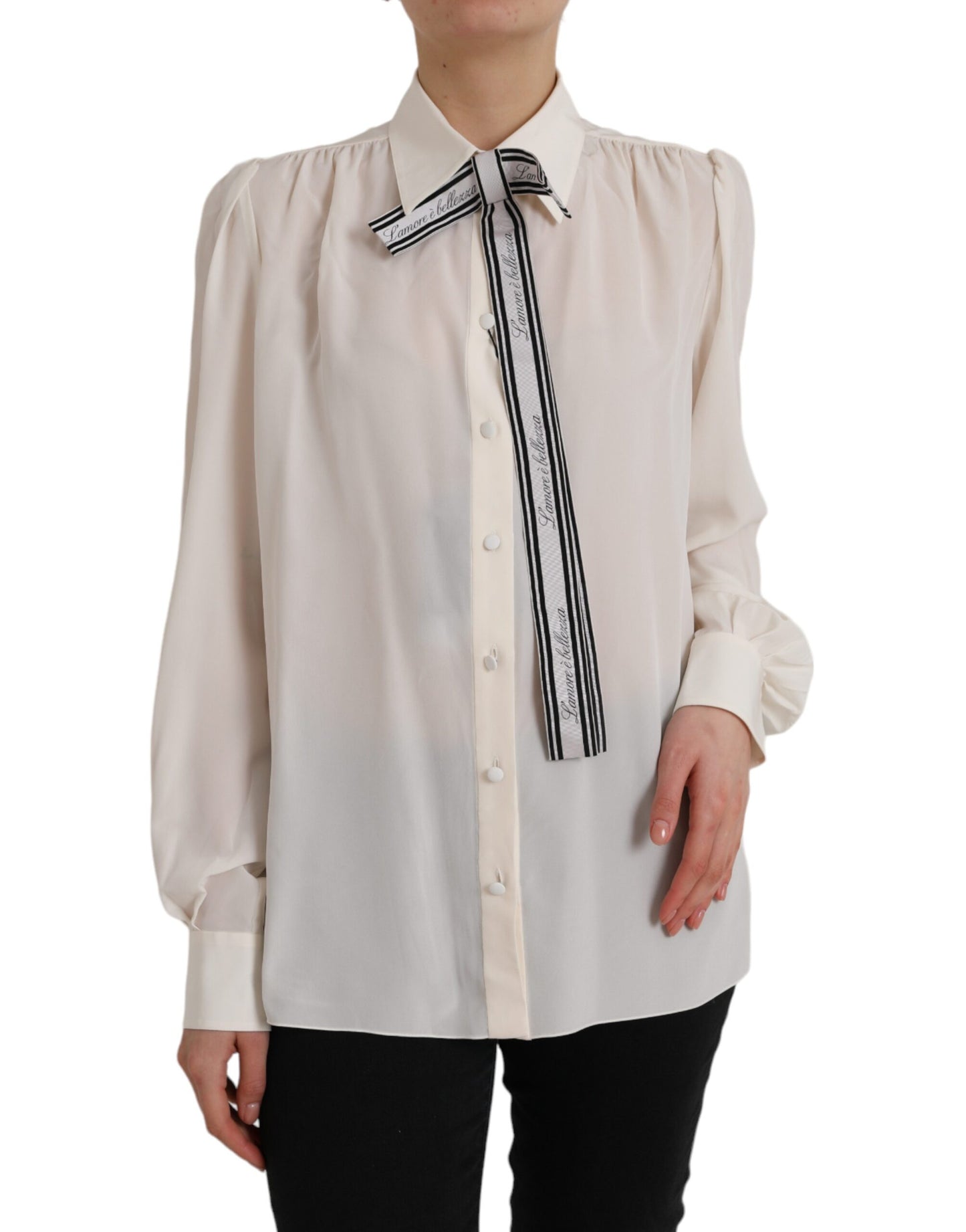 Chemisier à manches longues Dolce & Gabbana, blanc cassé, boutonné