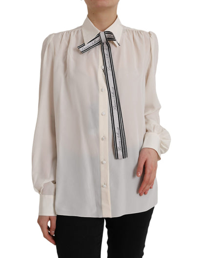 Chemisier à manches longues Dolce & Gabbana, blanc cassé, boutonné