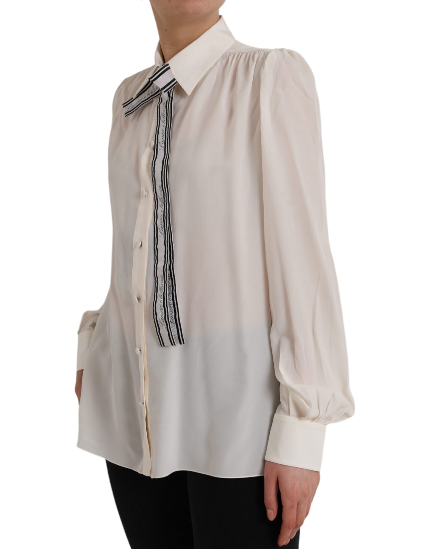 Chemisier à manches longues Dolce & Gabbana, blanc cassé, boutonné