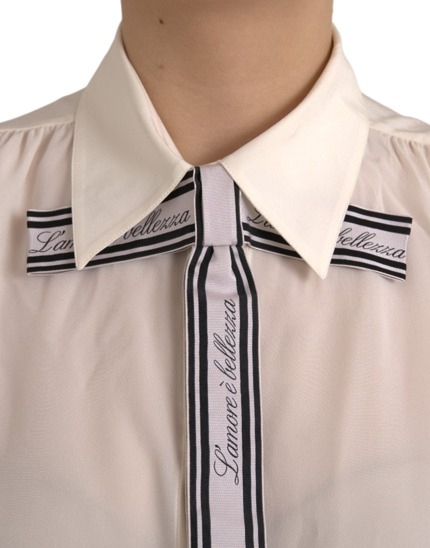 Chemisier à manches longues Dolce & Gabbana, blanc cassé, boutonné