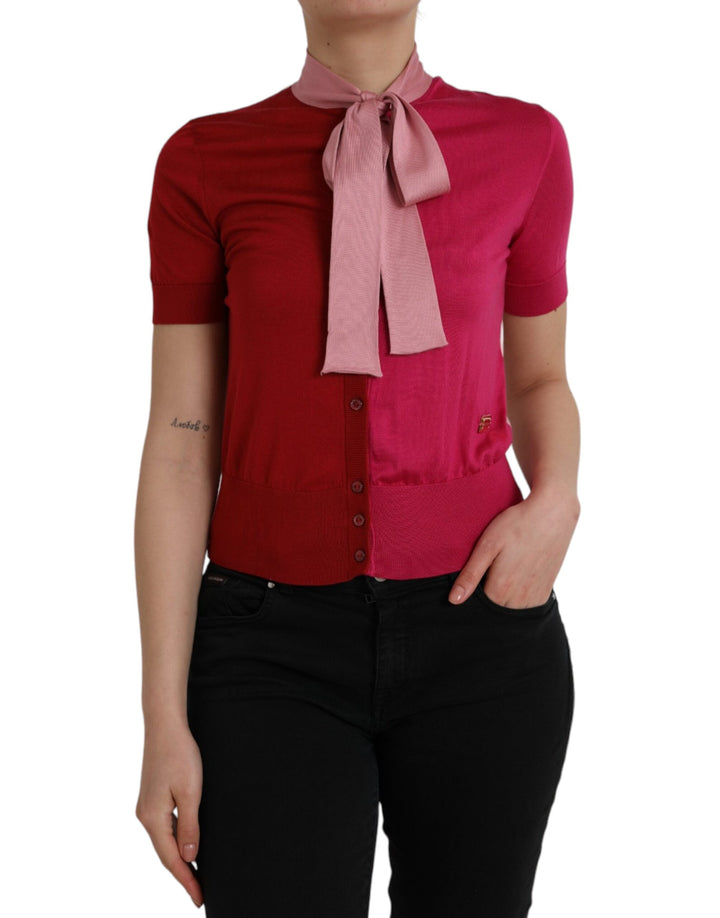 Haut Dolce & Gabbana rose à manches courtes, col lavallière