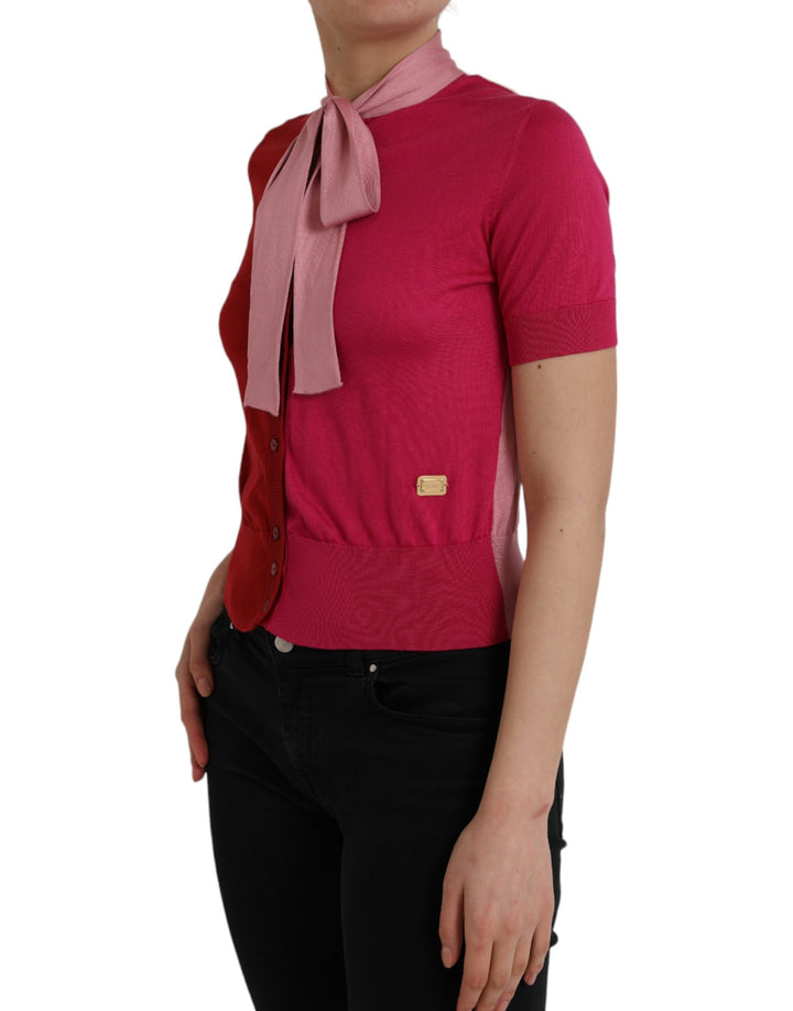 Haut Dolce & Gabbana rose à manches courtes, col lavallière