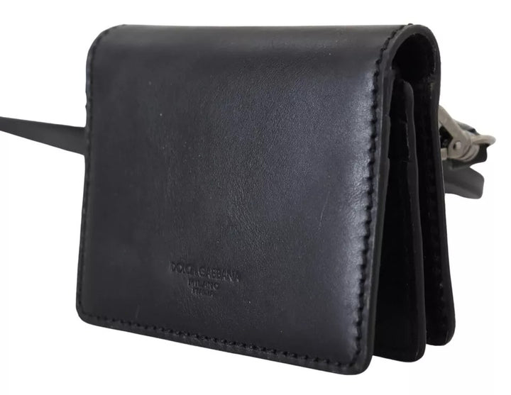 Portefeuille à bandoulière Dolce & Gabbana en cuir noir pour femme
