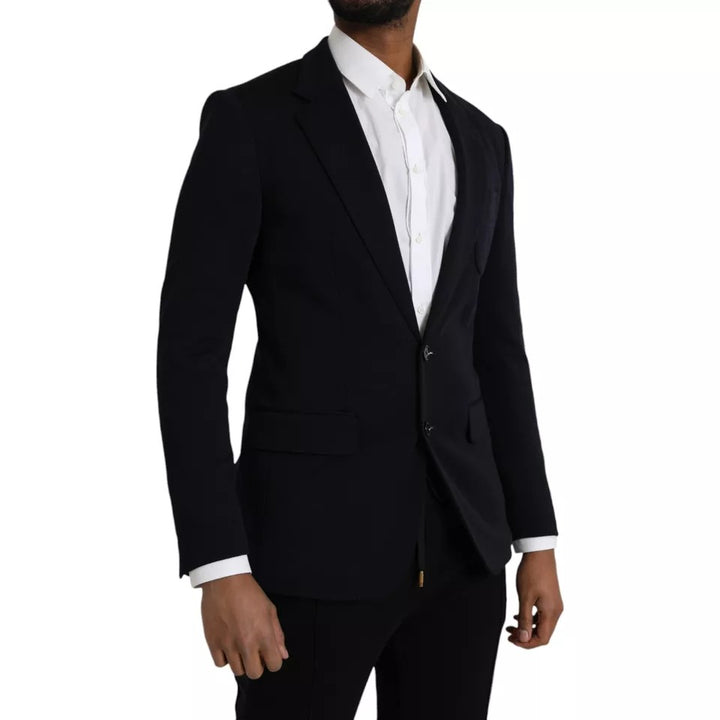 Blazer de abrigo de lana azul con muescas de un solo pecho Dolce & Gabbana