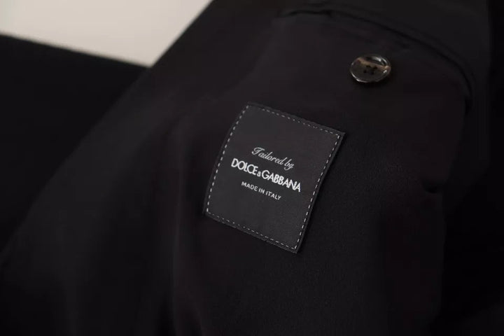 Dolce & Gabbana Americana Blazer de Lana Negra de Corte Entallado