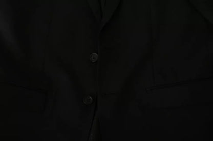 Dolce & Gabbana Black Wool Slim Fit Notch Jacket Blazer