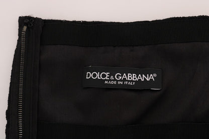 Jupe trapèze en dentelle découpée florale noire Dolce & Gabbana