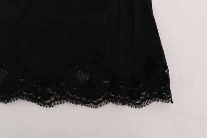 Jupe trapèze en dentelle découpée florale noire Dolce & Gabbana