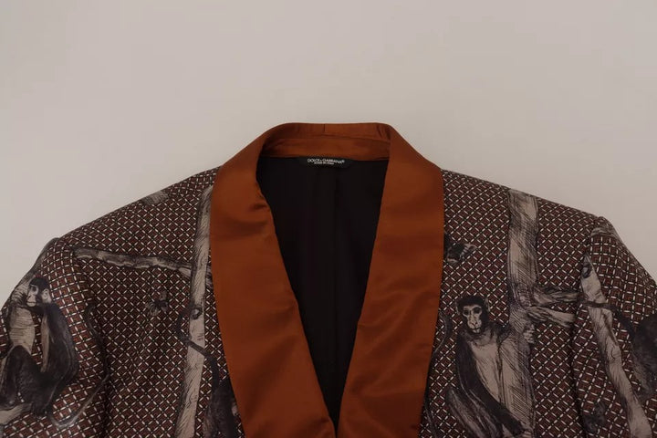 Chaqueta entallada tipo blazer de seda con estampado de mono bronce de Dolce & Gabbana