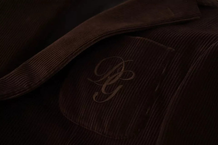 Abrigo Blazer Dolce & Gabbana de Pana Marrón de Corte Entallado con Logo DG