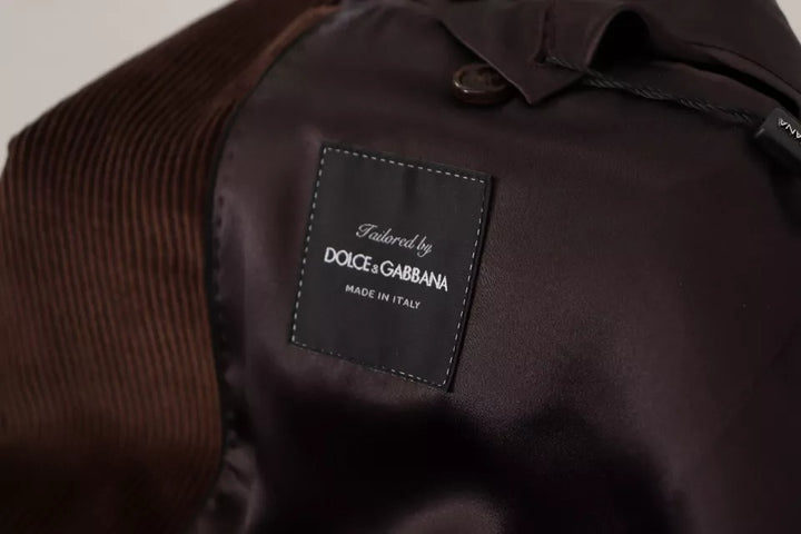 Abrigo Blazer Dolce & Gabbana de Pana Marrón de Corte Entallado con Logo DG