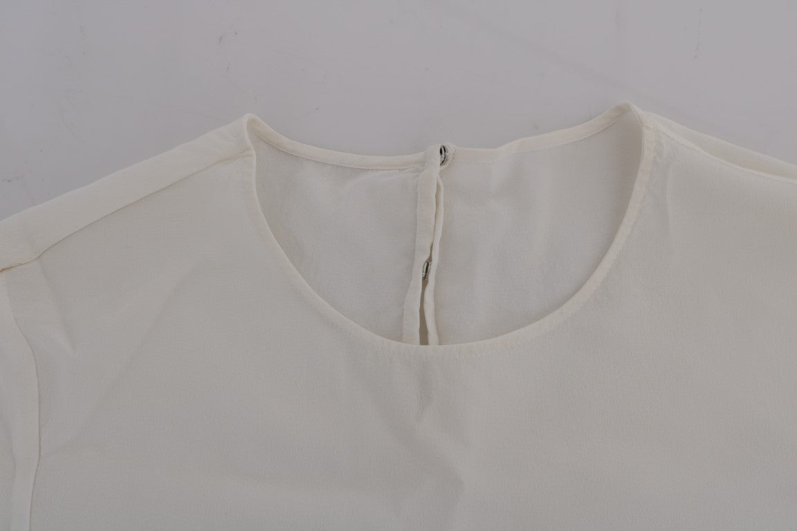 Chemisier T-shirt Dolce & Gabbana en Soie Blanche ITALIA IS LOVE