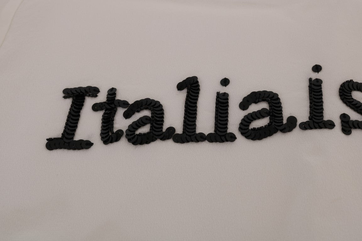 Chemisier T-shirt Dolce & Gabbana en Soie Blanche ITALIA IS LOVE