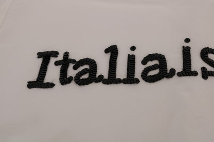 Chemisier T-shirt Dolce & Gabbana en Soie Blanche ITALIA IS LOVE