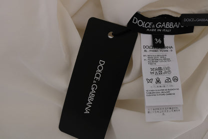 Chemisier T-shirt Dolce & Gabbana en Soie Blanche ITALIA IS LOVE