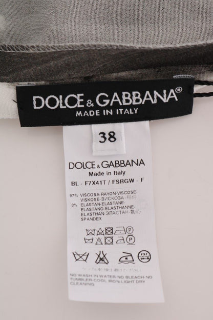 Chemisier imprimé rayé noir et blanc Dolce & Gabbana