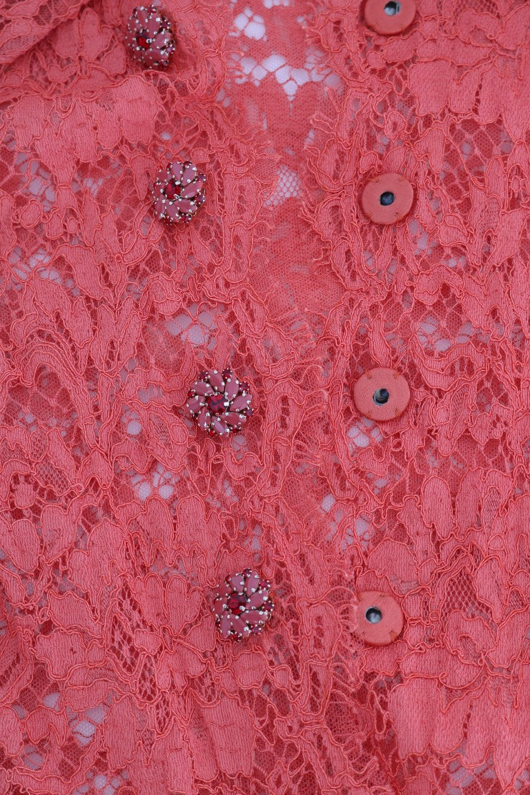 Chemisier en dentelle florale Dolce & Gabbana avec boutons orange en cristal