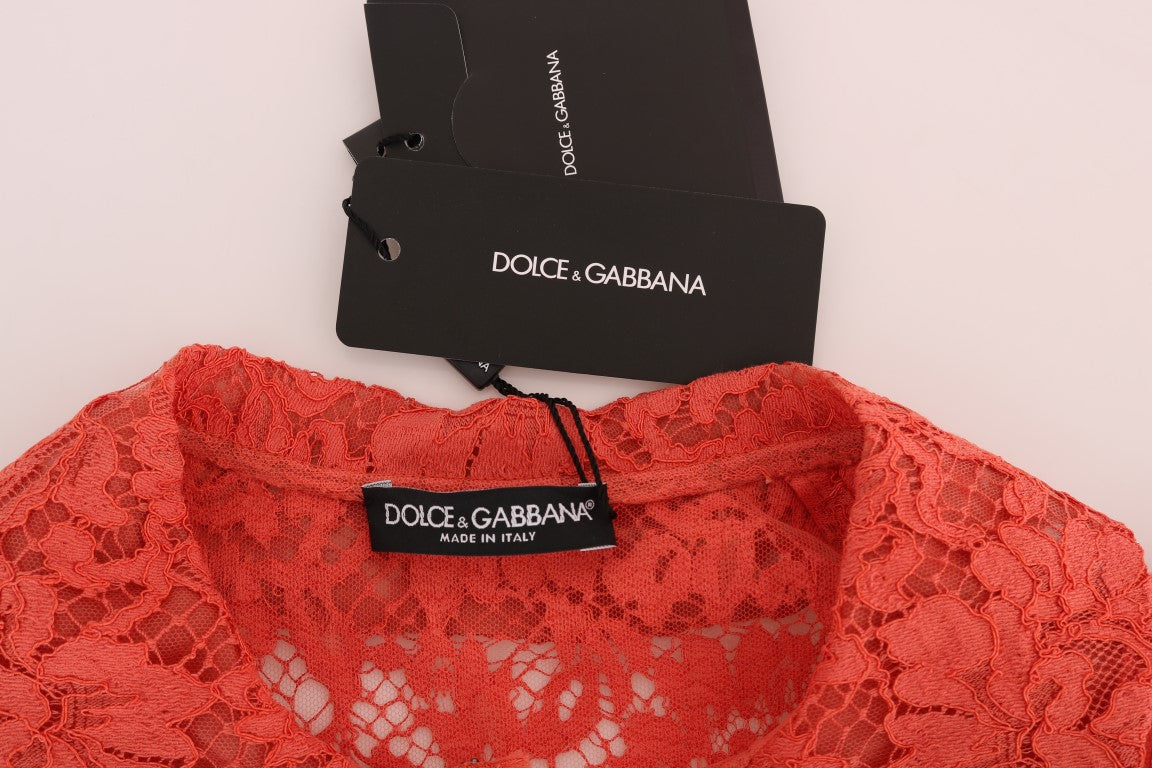 Chemisier en dentelle florale Dolce & Gabbana avec boutons orange en cristal