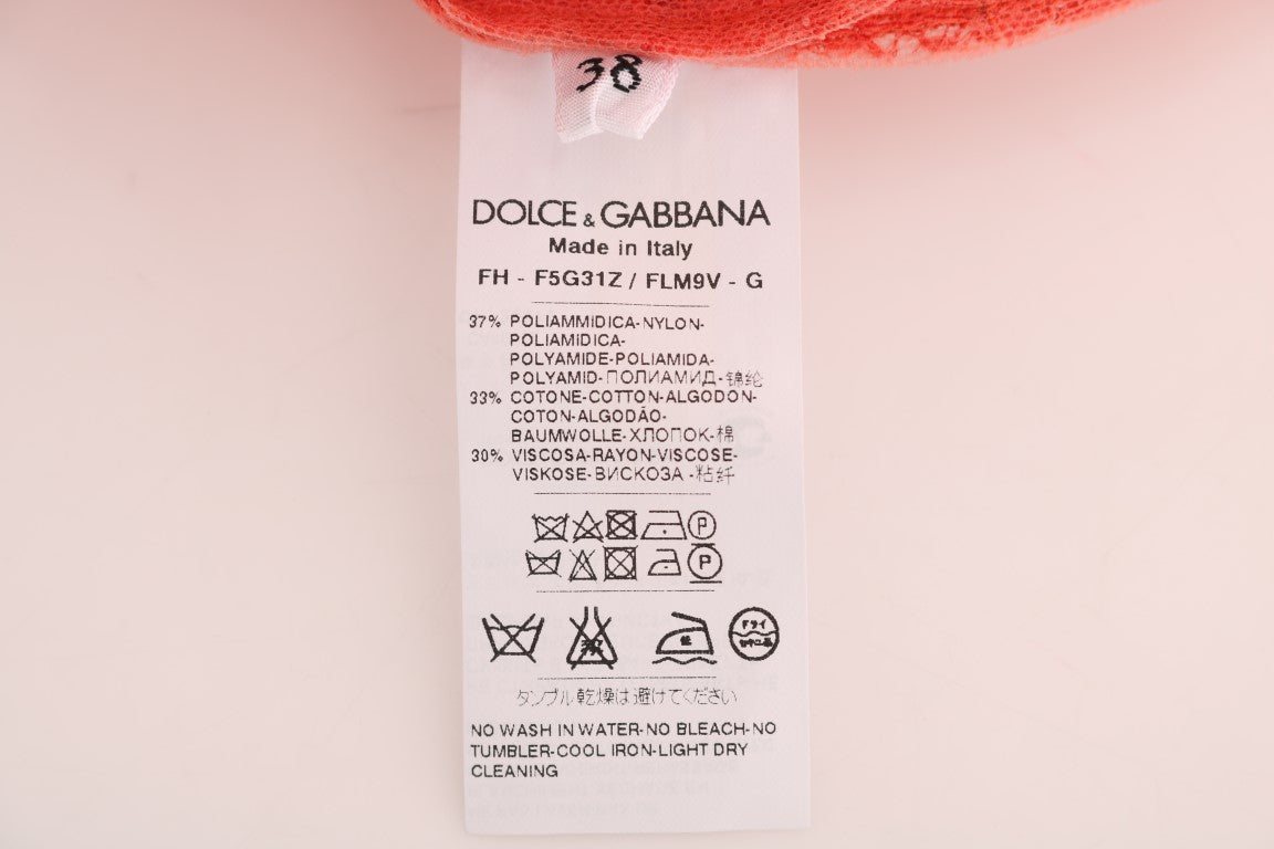 Chemisier en dentelle florale Dolce & Gabbana avec boutons orange en cristal