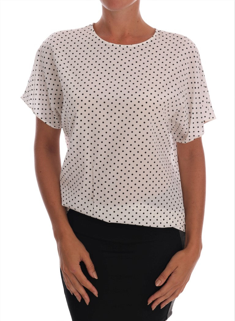 Haut T-shirt en soie à pois blancs Dolce & Gabbana