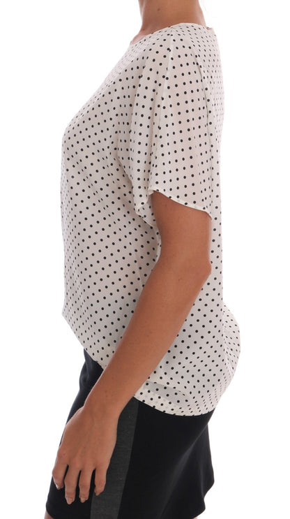 Haut T-shirt en soie à pois blancs Dolce & Gabbana