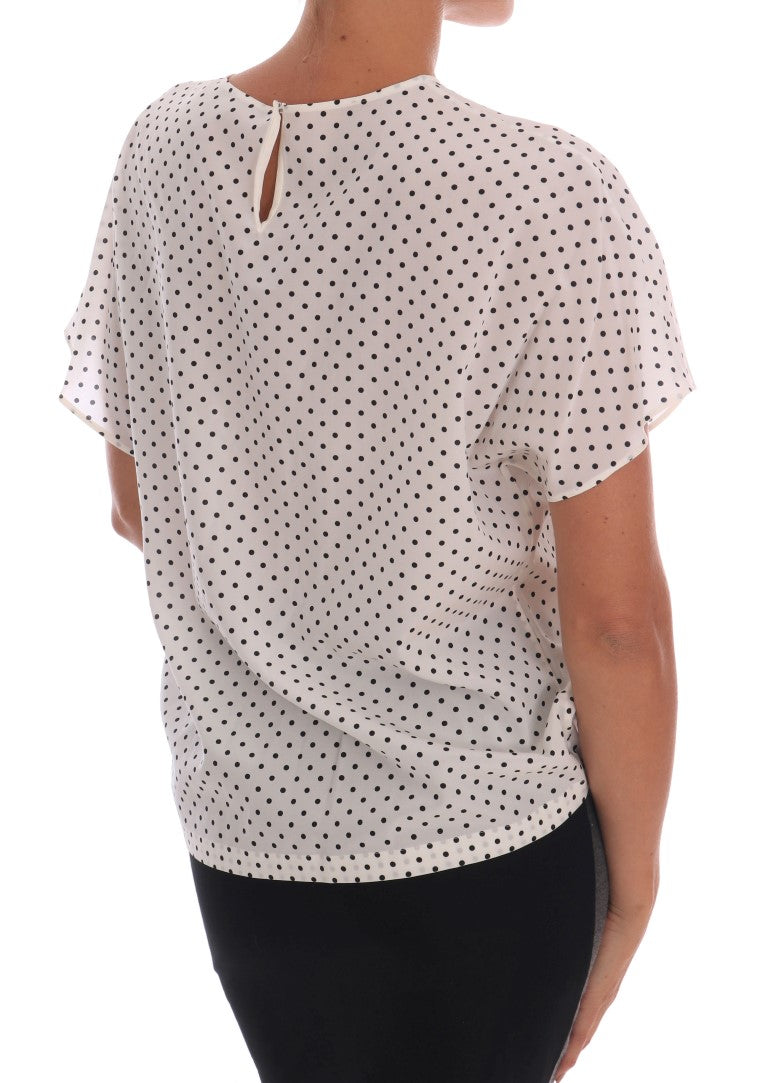 Haut T-shirt en soie à pois blancs Dolce & Gabbana