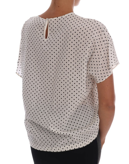 Haut T-shirt en soie à pois blancs Dolce & Gabbana