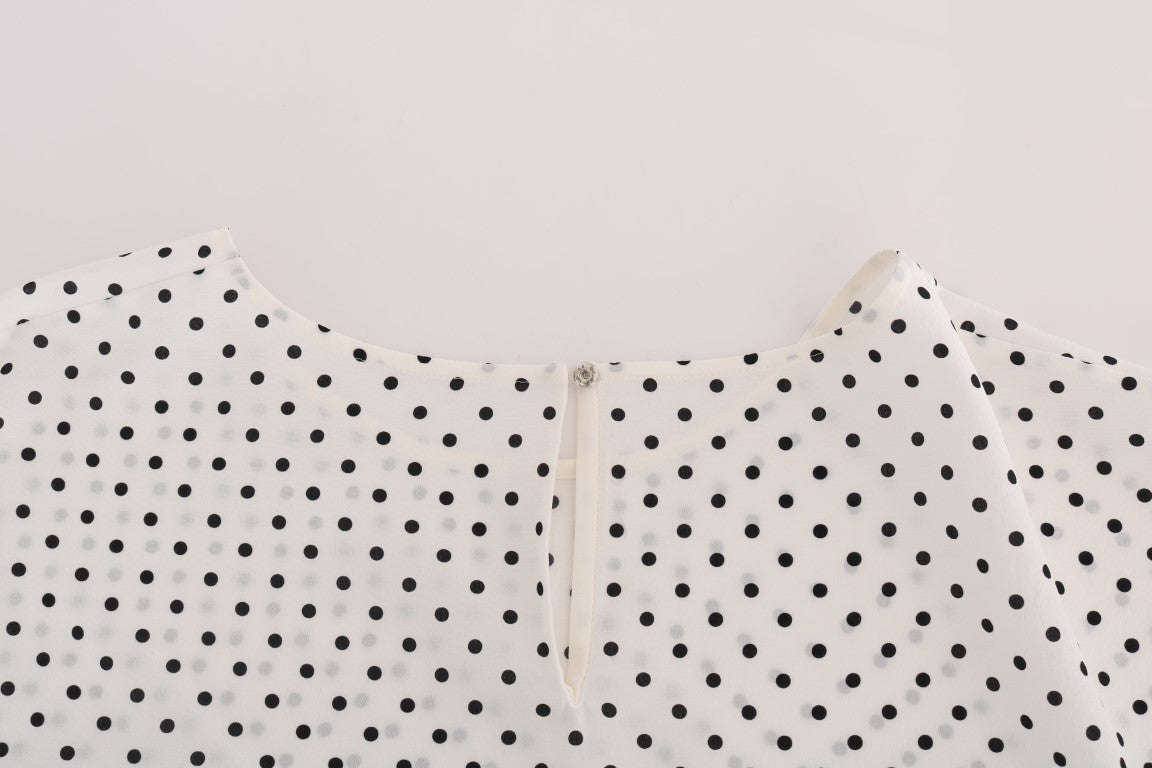 Haut T-shirt en soie à pois blancs Dolce & Gabbana