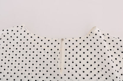 Haut T-shirt en soie à pois blancs Dolce & Gabbana